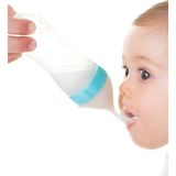 Mavi Kaşıklı Bebek Biberonu, Katı ve Sıvı Gıda, Çocuk ve Bebek Besleme Aracı - Ahşap - Ceviz