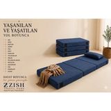 Mavi Katlanır Sünger Misafir Yer Yatağı ve Balkon Minderi 7cm - 90 × 190 cm
