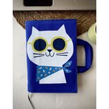Mavi Kedi Figürlü Kitap Taşıma Çantası - 17X24 cm Dayanıklı Kitap Kılıfı