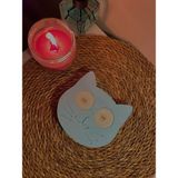Mavi Kedi Model Ahşap Fitil Tealight Mum - 1