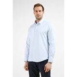 Mavi Kendinden Desenli Sert Yaka Uzun Kol Cepsiz Slim Fit Pamuklu Gömlek 1004255229