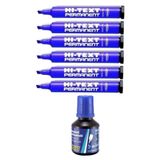 Mavi Kesik Uclu Markor Permanent Kalem 6 Adet Hi-Text Marker Murekkep Siyah 30 Ml 1 Adet Brons Koli Kalemi