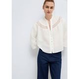 Mavi Keten Karışımlı Beyaz Gömlek 1211527-620 - XS