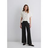 Mavi Keten Karışımlı Siyah Pantolon 1010686-900 - XS