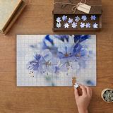 Mavi Kiraz Çiçekleri Tasarımı 240 Parça Ahşap Puzzle Ahşap Kutuda MP06754