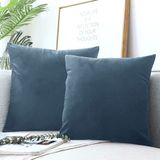 Mavi Kırlent Kılıfı 4'lü Set - Gizli Fermuarlı - Kadife Dokulu - 43 x 43 cm