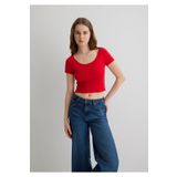 Mavi Kırmızı Basic Crop Tişört Crop / Kısa Kesim -70467 1612374