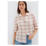 Mavi Kırmızı Kareli Ekru Gömlek Oversize / Geniş Kesim 1211543-83711