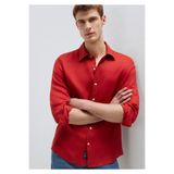 Mavi Kırmızı Keten Gömlek Slim Fit / Dar Kesim 0211466-70454
