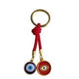 Mavi Kırmızı Nazar Boncuklu Anahtarlık - Premium Metal Halkalı Koruyucu Charm