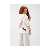 Mavi Kız Çocuk Kapüşonlu Sweatshirt Kırık Beyaz Renk Minnie Baskılı Uzun Kol Cepsiz - 2 - 3 Yaş