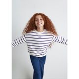 Mavi Kız Çocuk Mor Çizgili Logo Baskılı Sweatshirt Geniş Kalıp Bisiklet Yaka - 9 - 10 Yaş