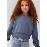 Mavi Kız Çocuk Oversize Mavi Crop Sweatshirt Logo Baskılı Cepli Uzun Kol 7S10078-70871 - 3 - 4 Yaş