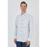 Mavi Kol Çizgili Desen Bez Ayağı Düğmeli Yaka Cepli Pamuklu Casual Comfort Fit Gömlek 1004250100