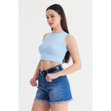 Mavi Kolsuz Bisiklet Yaka Crop Atlet 318 - L - XL