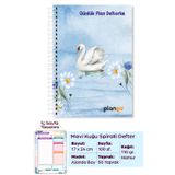 Mavi Kuğu Spiralli Günlük Planlama Defteri - 100 Sayfa - 17X24 Planlayıcı Defter
