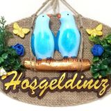 Mavi Kuşlu Hoşgeldiniz Yazılı Kapı Süsü
