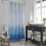 Mavi Küvet Perdesi-Damla Desen Banyo Perdesi, Lüx Mavi Su Damlacıklı Duş Aksesuar Perde 180x200cm