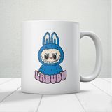 Mavi Labubu Baskılı Hediyelik Kupa - Beyaz - 300 ml