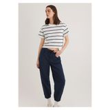Mavi Lacivert Çizgili Crop Tişört Crop / Kısa Kesim 1612260-86694