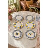 Mavi Limon 6’Lı Seramik Pasta Ve Servis Tabağı Seti Stackable 20 Cm Limon Desenli Akdeniz Sofra Takımı
