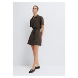 Mavi Liyosel (Tencel™) Kahverengi Kısa Elbise 1310860-71603