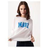 Mavi Logo Baskılı Beyaz Tişört Oversize / Geniş Kesim -70000 1600843