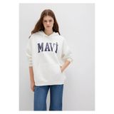Mavi Logo Baskılı Kapüşonlu Beyaz Kadın Sweatshirt M1600361-81964