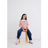 Mavi Logo Baskılı Kırmızı Çizgili Sweatshirt 7S10038-82054 Kırmızı-82054 3-4