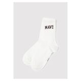 Mavi Logo Detaylı Beyaz Soket Çorap 1912726-20843
