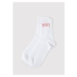 Mavi Logo Detaylı Beyaz Soket Çorap 1912726-620