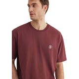 Mavi Logo İşlemeli Bordo Basic Tişört Loose Fit/Bol Rahat Kesim 067074-70396 Kırmızı-70396 XS