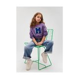 Mavi M Logo Baskılı Kız Çocuk Sweatshirt Mor Renk Truvakar Kol ve Cepli Tasarım 5 - 6 Yaş