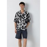 Mavı M0211941-91536 Coconut Mılk Black Prınt Erkek Oversıze Kısa Kollu Baskılı Gomlek
