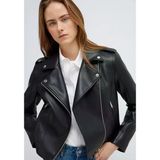 Mavi M1110221 Biker Yaka Suni Deri Ceket Kadın Mont