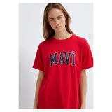 Mavi M1600843-82054 Kırmızı Baskılı Kadın T-shirt