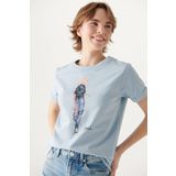 Mavi M1610222-70816 Bisiklet Yaka Normal Kalıp Kadın T-Shirt