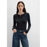 Mavi M1613652-80022 Düğme Detaylı Siyah Uzun Kollu T-Shirt Kadın Tişört