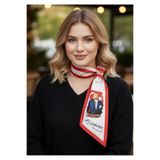 Mavi Masal Atatürk İmzalı ve Silüetli Beyaz-Kırmızı Desenli Kravat / Fular