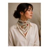 Mavi Masal Boya Desenli Kadın Fular 48 cm Masalscarf