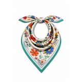 Mavi Masal Çiçek Desenli Fular Masalscarf
