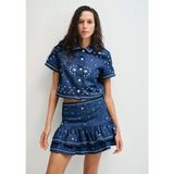 Mavi Maura Akdeniz Mürekkep Mavisi Nakışlı Jean Etek 1310649-90471 - Lacivert - XS