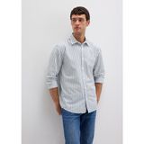 Mavi Mavi Çizgili Beyaz Gömlek 3XL Erkek Günlük Stil Normal Kalıp Lacivert0211705-90928 - Lacivert-90928