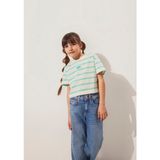 Mavi Mavi Logo Baskılı Yeşil Çizgili Crop Tişört 7610182-88145 - 3 - 4 Yaş