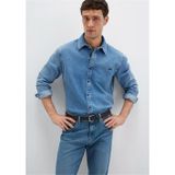 Mavi Mavı M0210496-87937 Roy Vıntage Blue Lux Black Erkek Dar Kesım Denım Gomlek
