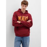 Mavi Mavı M067149-85493 Koyu Bordo Erkek Mavı Logo Baskılı Kapusonlu Oversıze Sweatshırt