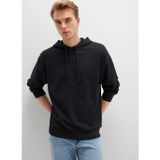 Mavi Mavı M0S10417-900 Sıyah Erkek Kapusonlu Oversıze Basıc Sweatshırt