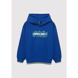 Mavi Minecraft Baskılı Kapüşonlu Mavi Sweatshirt 6S10180-70907 - 5 - 6 Yaş