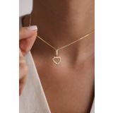 Mavi Mineli Kalp Kilitli Charm Kolye Ucu
