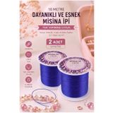 Mavi Misina İpi 0.5Mm 10 Metre 2 Adet Esnek Boncuk Takı Dizme İpi Elastik İp Bileklik Aksesuar Lastiği Yuvarlak Elyaf